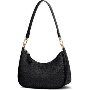 Women's B-black PU leather Gold Chain Strap Underarm Zipper Pouch Hobo Purses